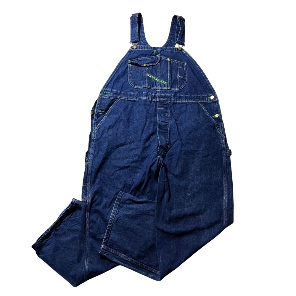Key Imperial Men Blue Denim Bib Overalls 42x30 Workwear Aristocracy